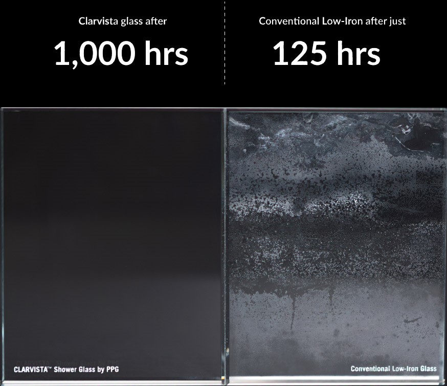 Clarvista vs conventional low-iron glass